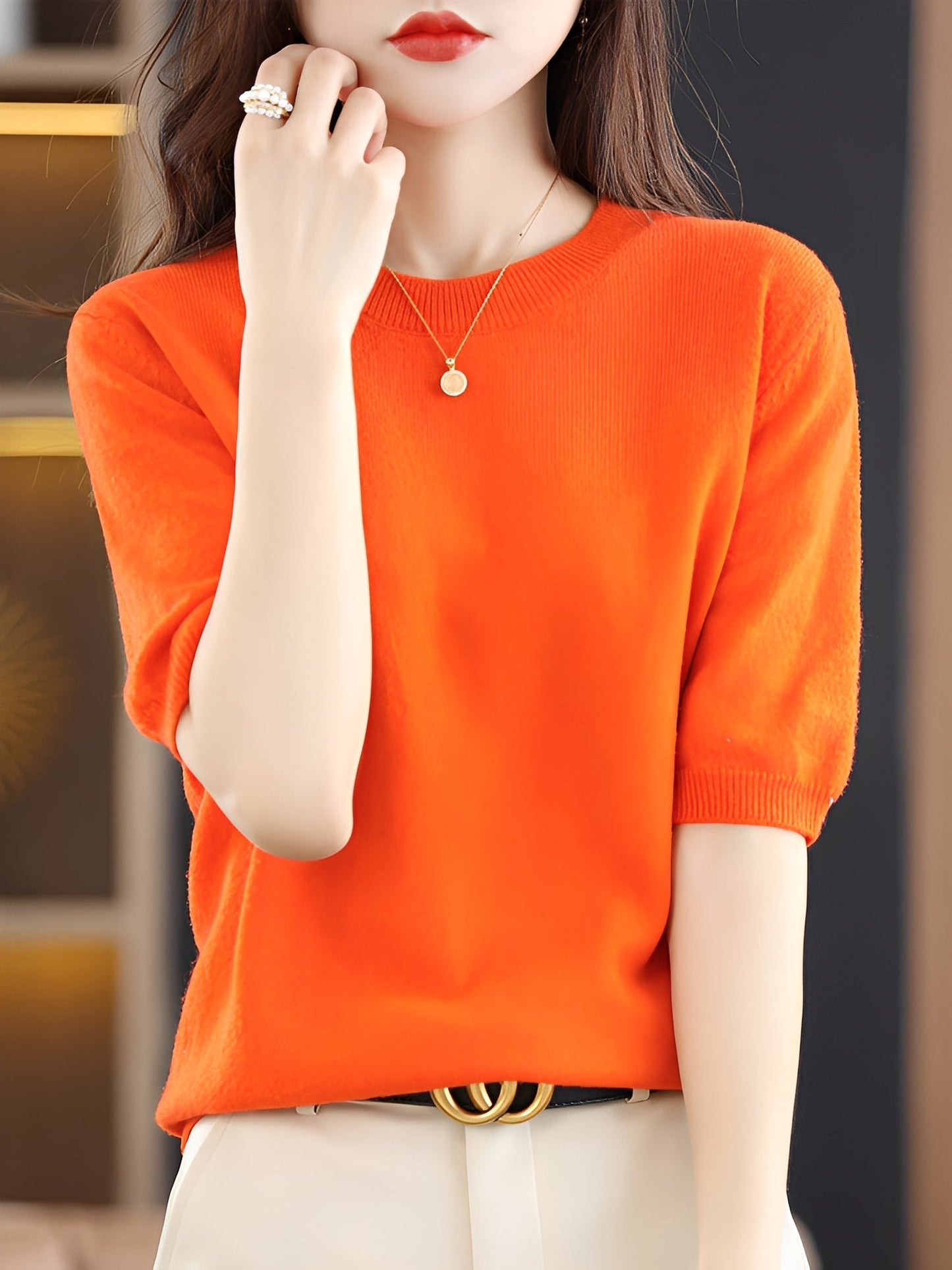 Damen Kurzarm-Pullover