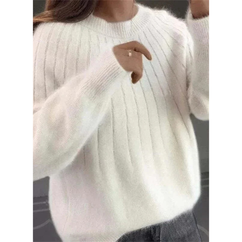 Norvielle Damen Strickpullover Kaschmirweich Rippmuster
