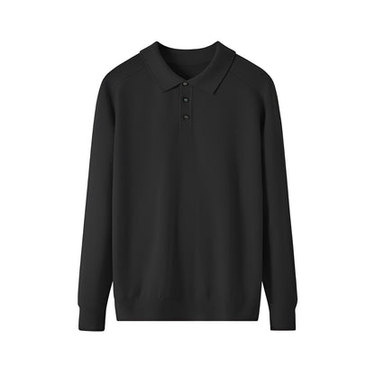 Herren Wollpullover Reverskragen Lässig Grau