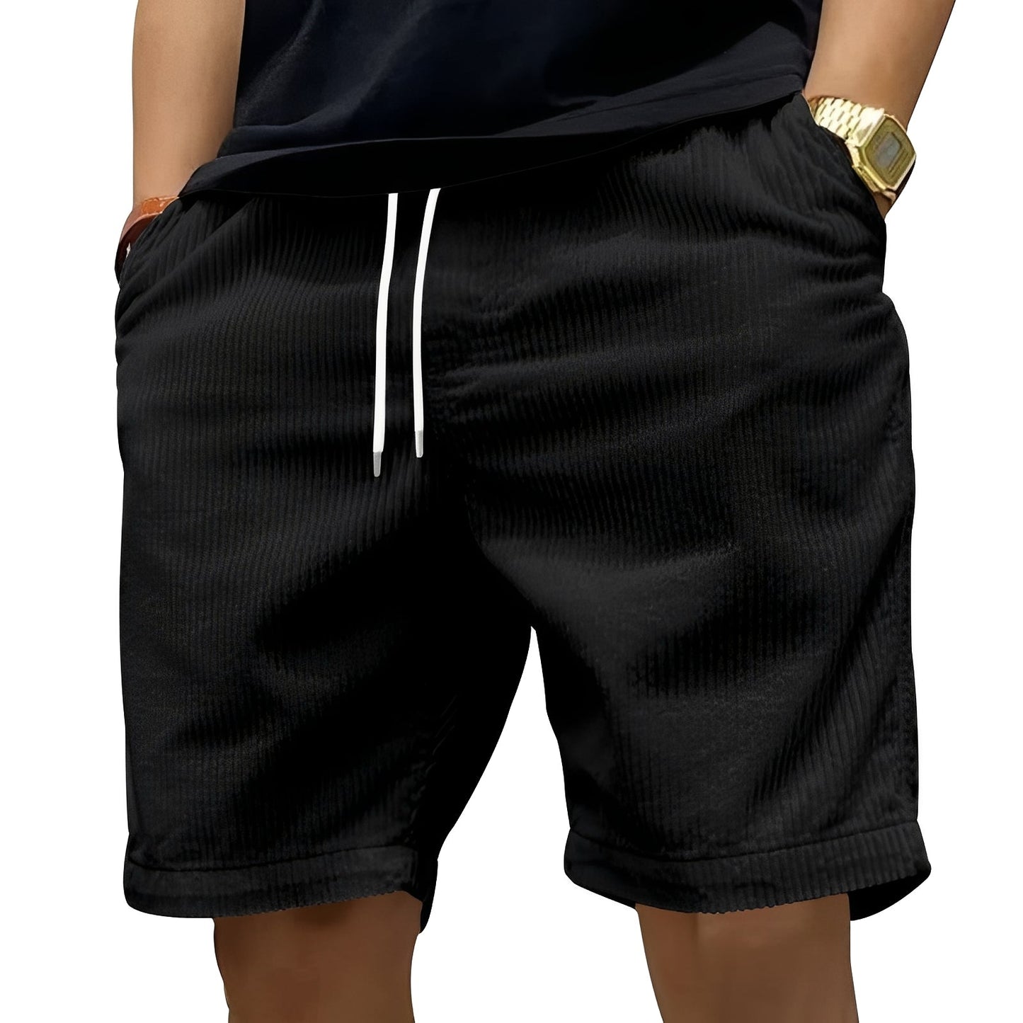 Herren Shorts Lässig Kordelzug Beige
