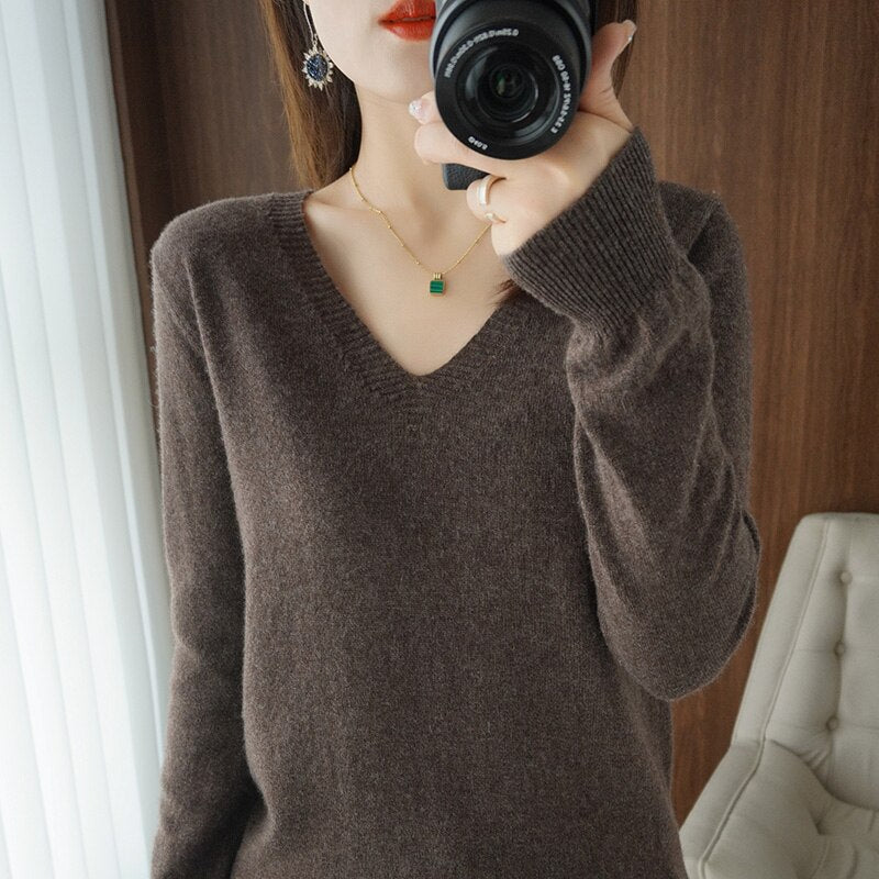 Norvielle Damen V-Ausschnitt Pullover