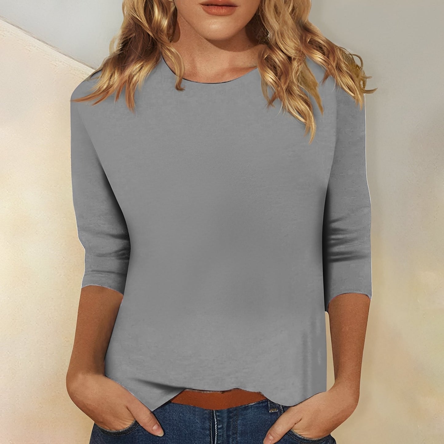 Damen Lässiges Shirt 3/4-Ärmel