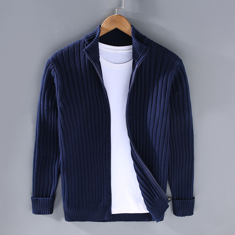 Herren Strickcardigan Reißverschluss Freizeit Grau