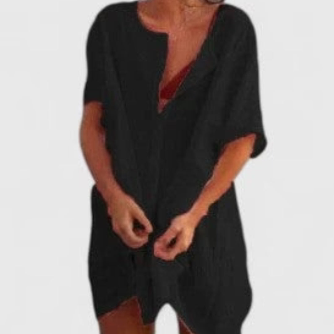 Damen Strandkleid mit Knopfleiste und Shorts Überwurf Leicht