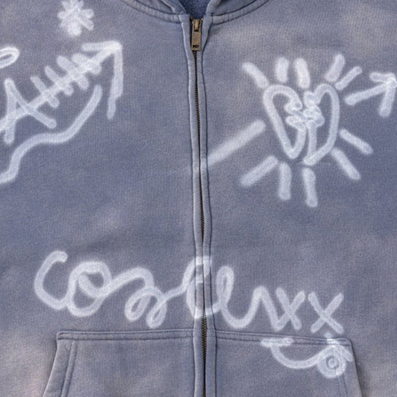 Norvielle Damen Oversize Hoodie Graffiti Print Y2K Stil