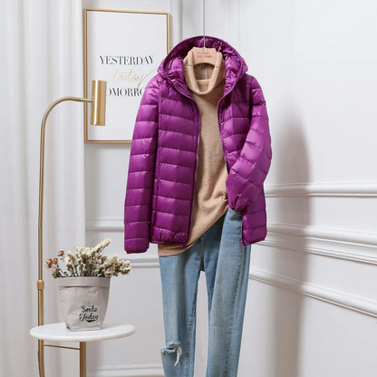 Damen Daunenjacke Mit Kapuze Reißverschluss