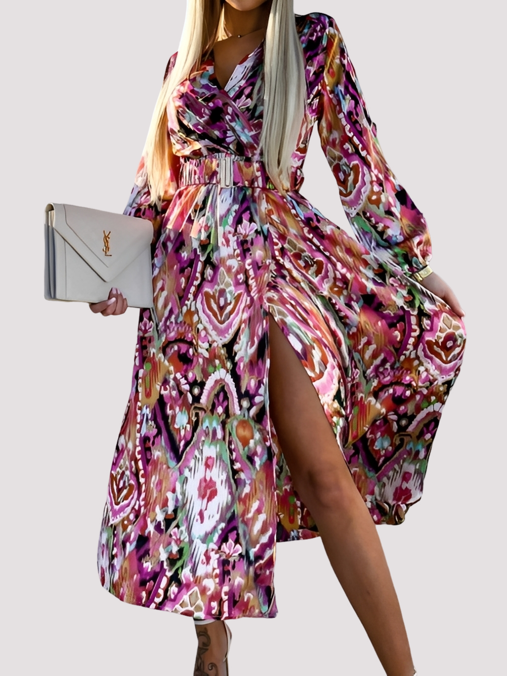 Damen Bohemian-Kleid Hochschlitz