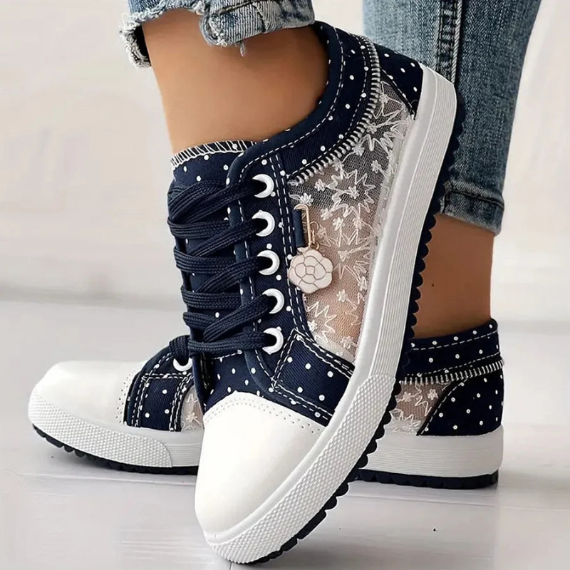 Damen Sneaker Mesh Blumenstickerei