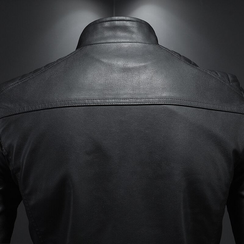 Herren Lederjacke Biker-Stil Reißverschluss