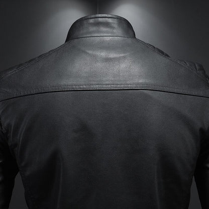 Herren Lederjacke Biker-Stil Reißverschluss