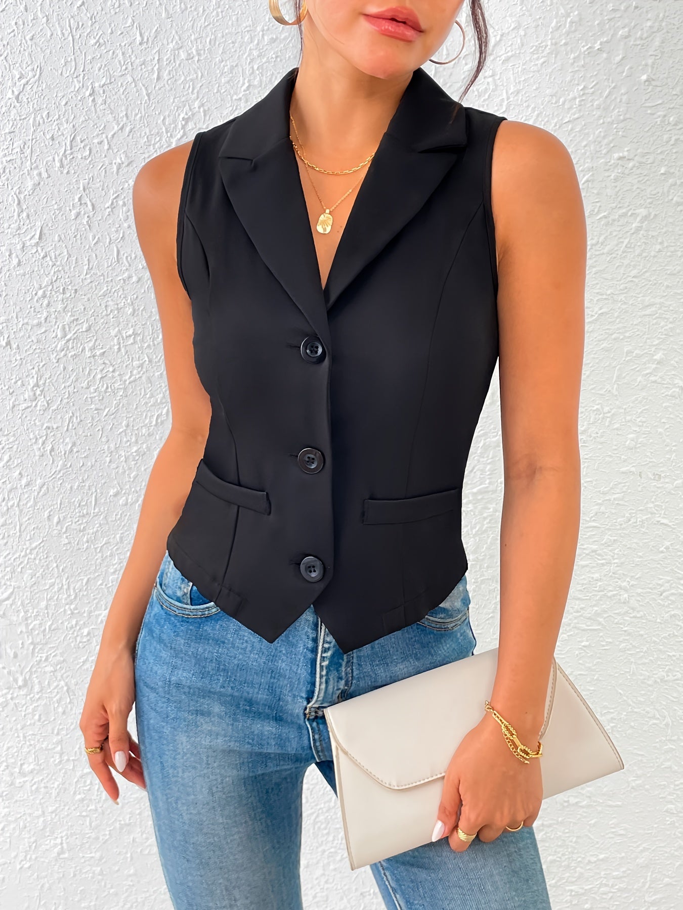Damen Weste Schwarz Chic Frühling Norvielle - Norvielle
