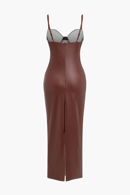 Damen Leder-Maxikleid Elegant