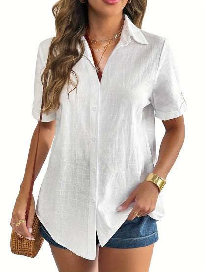 Damen Kurzarmbluse Leicht Sommerbluse
