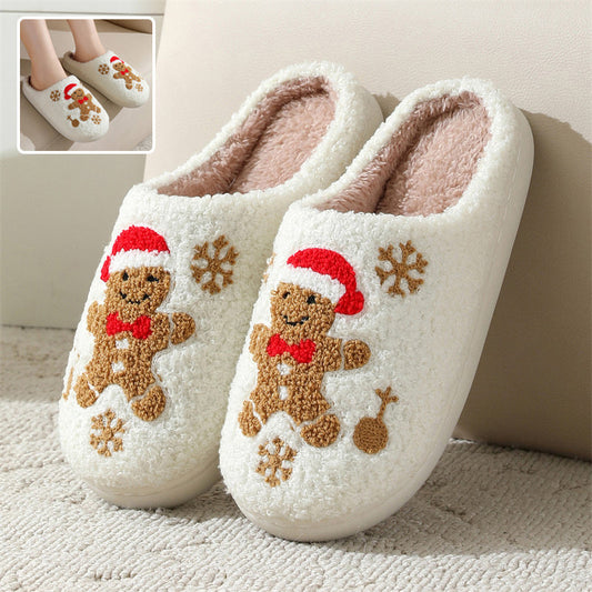 Weihnachtliche Damen Hausschuhe Warmes Plüsch Schneeflocken Design - Norvielle