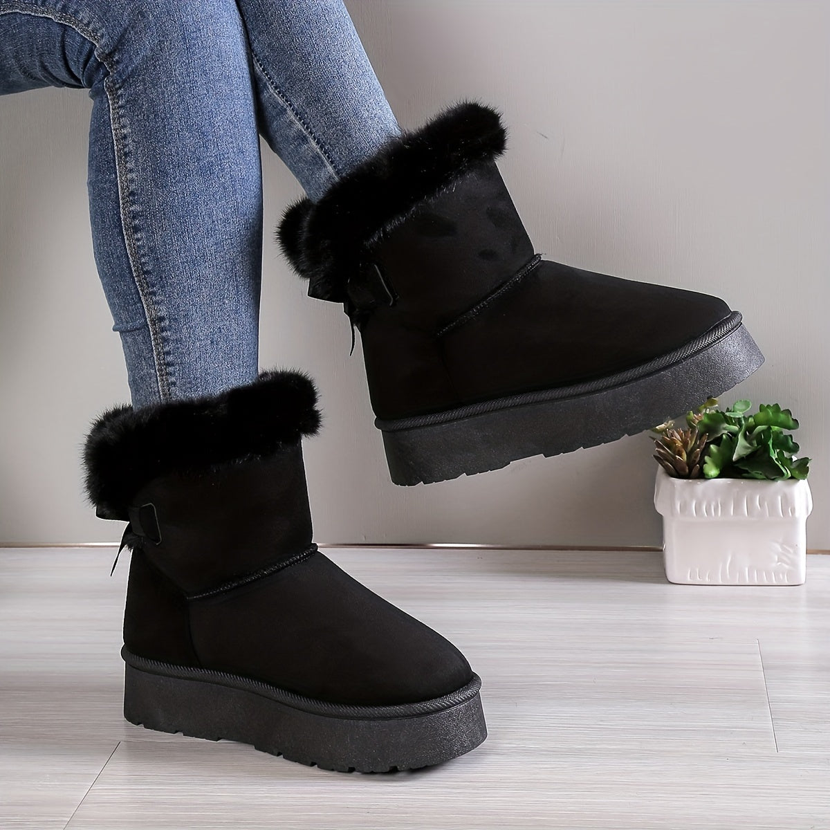 Damen Winterstiefel Warmfutter Rutschfeste Sohle