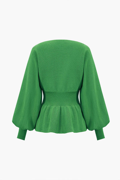 Damen Strick-Set Peplum- Bleistiftrock Elegantes Ensemble
