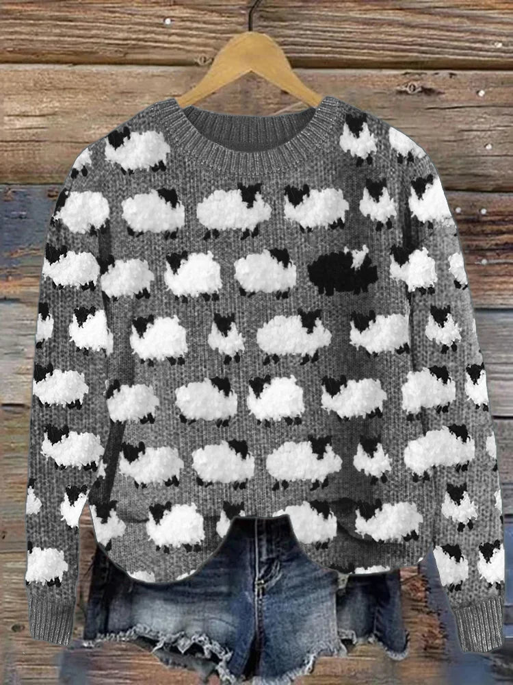 Norvielle Damen Langärmliges Sweatshirt Schafmuster