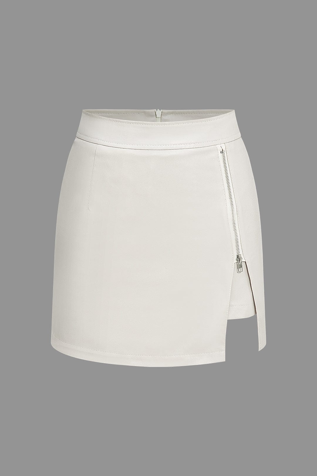Kunstleder Minirock Damen Asymmetrisch