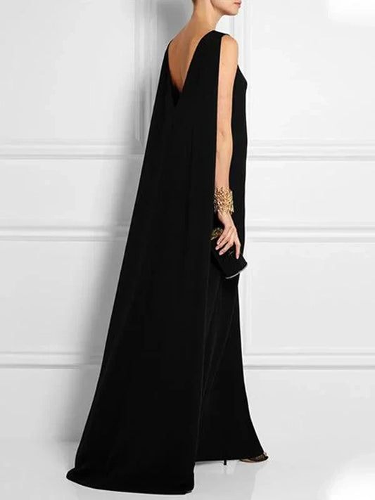 Ärmelloses Langkleid Einfarbig V-Rücken - Norvielle