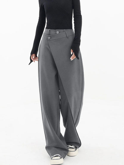 Damen Highwaist-Hosen Weite Bein Baumwolle