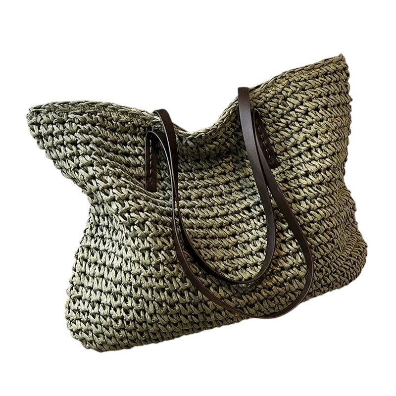 Damen Strandtasche Groß Leinwand Beige - Norvielle