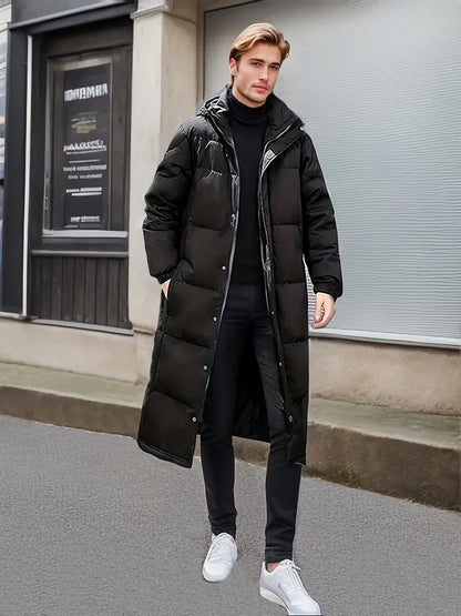 Herren Warme Gesteppte Winterjacke Lang