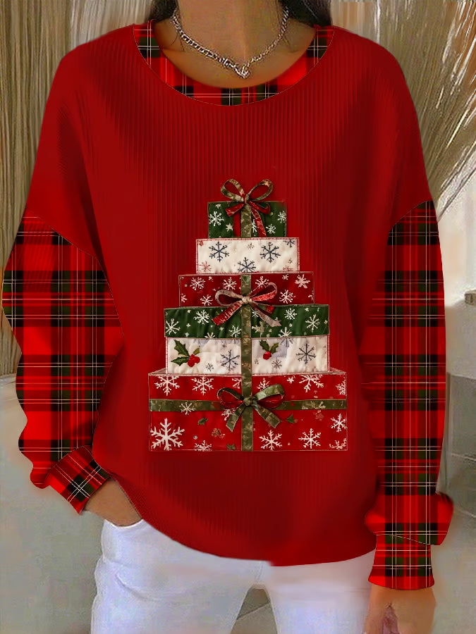 Damen Weihnachtspullover Geschenke-Print - Norvielle