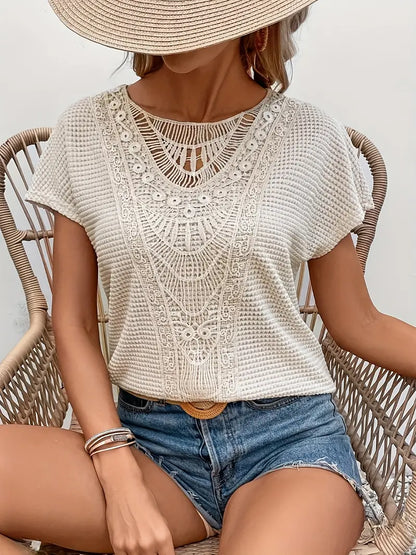 Norvielle Damen Kurzärmeliges Rundhals-Shirt