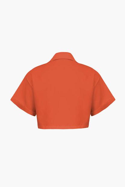 Damen Kurzarm Crop mit Kragen