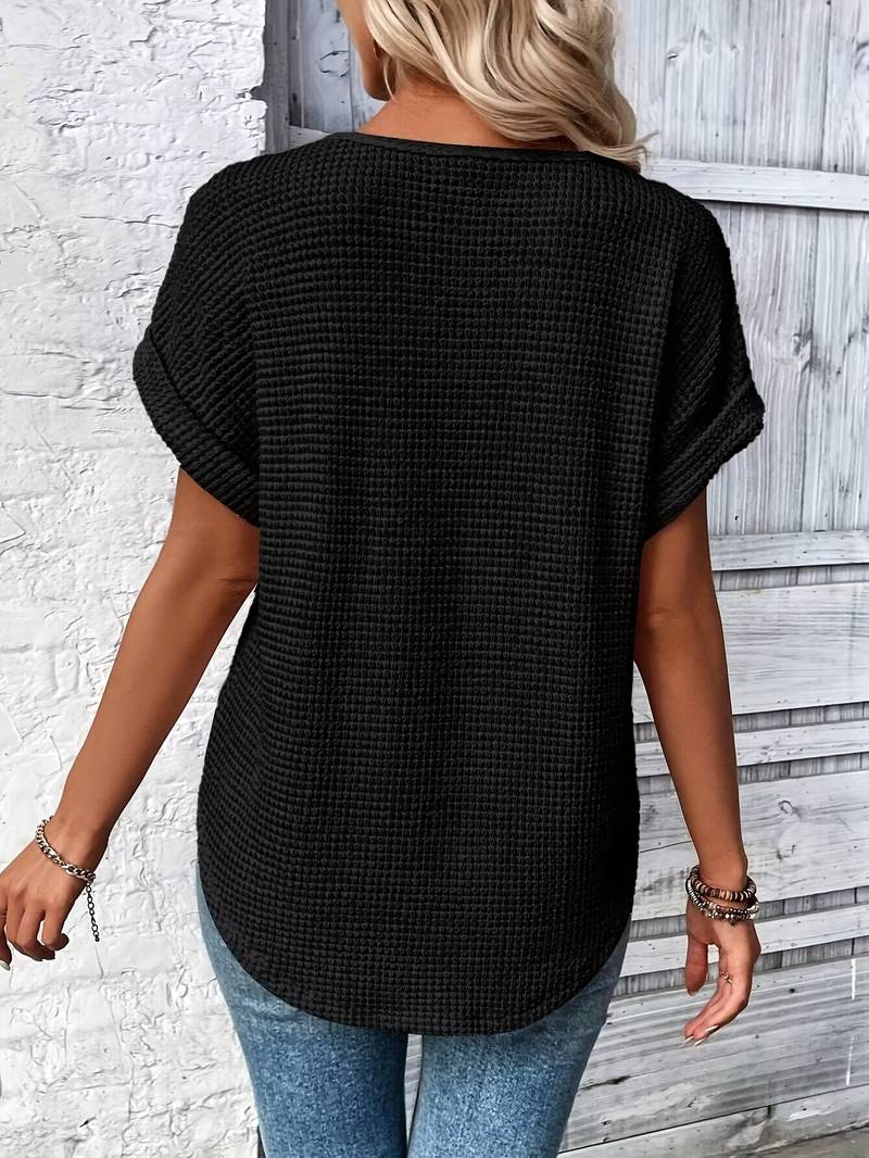Norvielle Damen T-Shirt Spitzenspleiß Rundhals Weiss