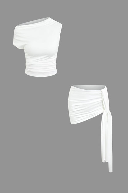 Damen One-Shoulder- und Minirock Set