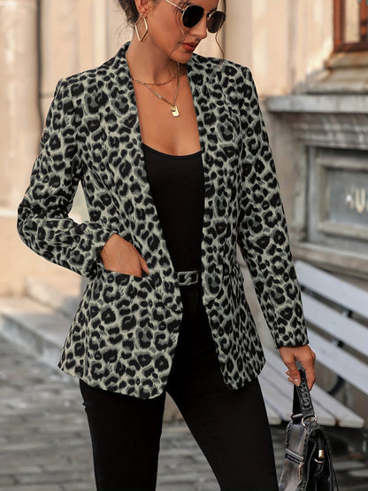 Norvielle Damen Langblazer Leopardenmuster