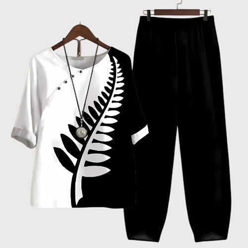 Damen Zweiteiliges Set Schmetterlings-Design Lockere Bluse und Rock