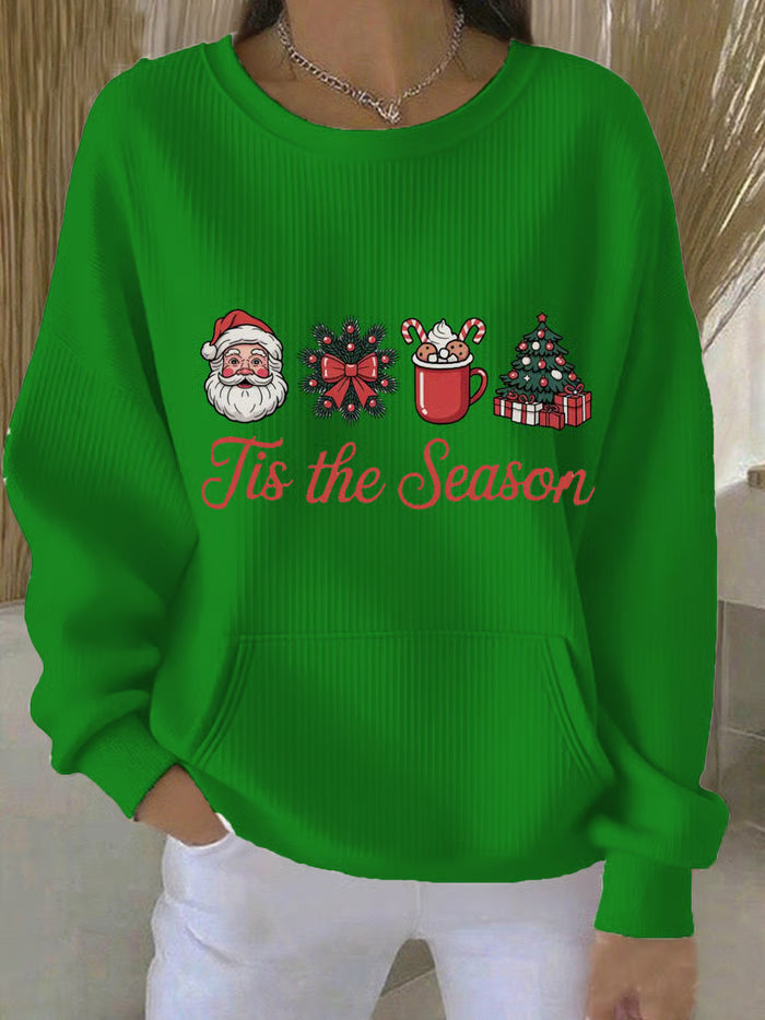 Weihnachtspulli Damen Weihnachtsbaumdruck Rot