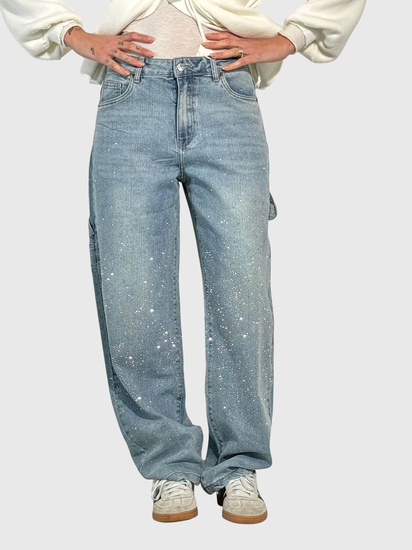 Damen Glänzende Diamant Jeanshose