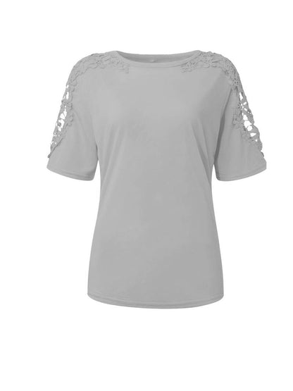 Norvielle Damen T-Shirt Rundhals Unifarben Baumwolle