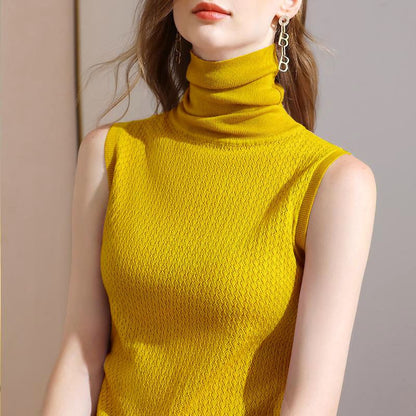 Norvielle Damen Ärmelloser Hochgeschlossener Pullover - Norvielle