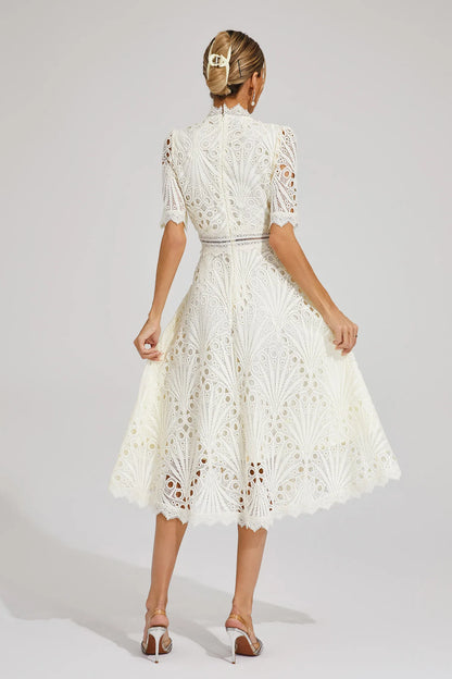 Damen Midi Kleid Spitze Schick