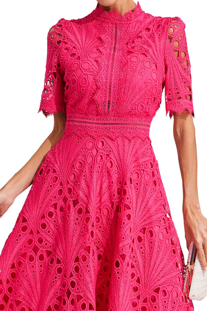 Damen Midi Kleid Spitze Schick