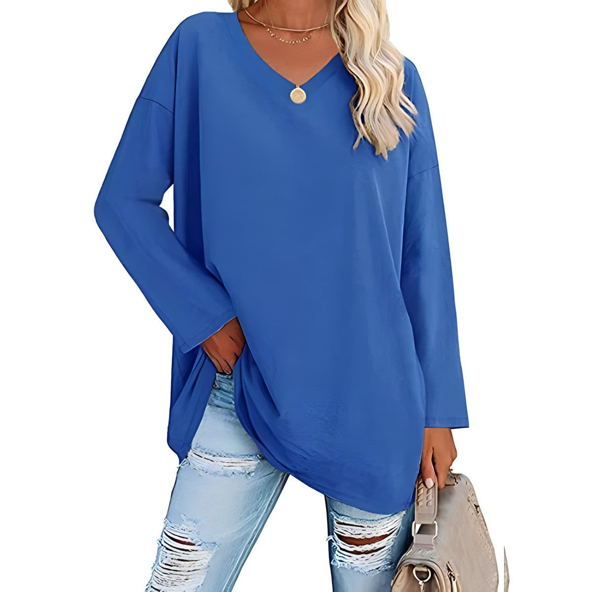 Damen V-Ausschnitt Pullover Relaxed Fit