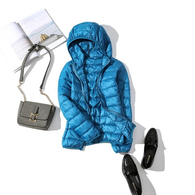 Damen Kurze Winterjacke Glänzend