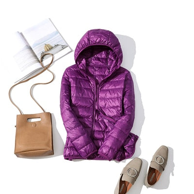 Damen Kurze Winterjacke Glänzend