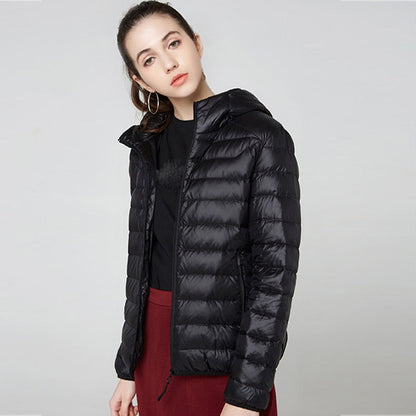 Damen Kurze Winterjacke Glänzend Schwarz - Norvielle