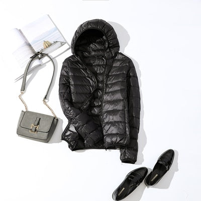 Damen Kurze Winterjacke Glänzend