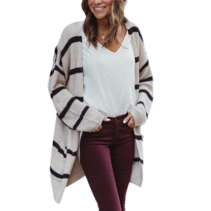 Damen Grobstrickpullover Lässige Streifenmuster Norvielle
