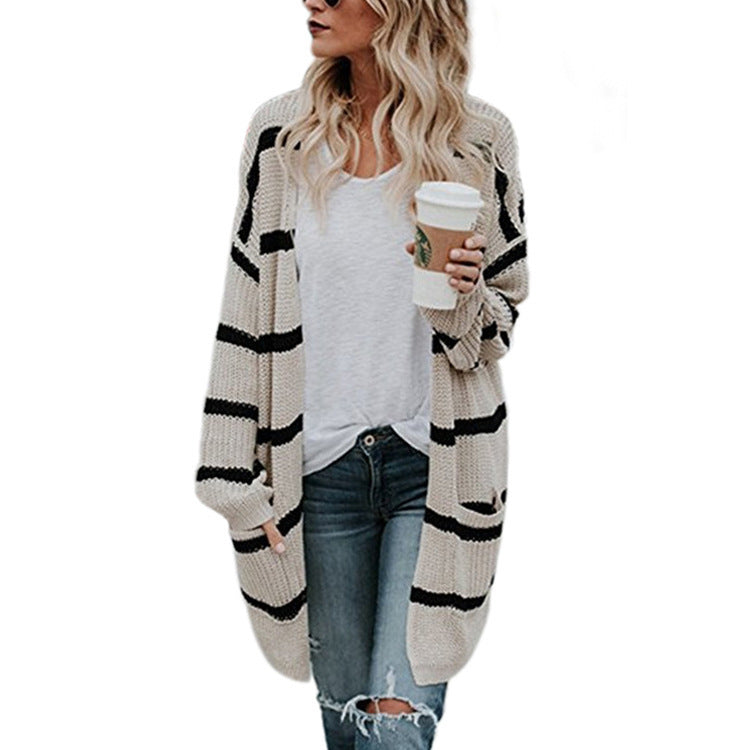 Damen Grobstrickpullover Lässige Streifenmuster Norvielle - Norvielle