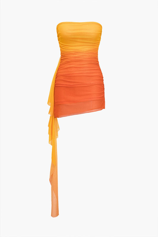 Asymmetrisches Damenpartykleid Farbverlauf - Norvielle