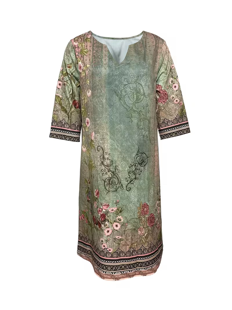 Damen Vintage Mini Kleid V-Ausschnitt