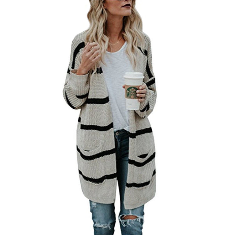 Damen Grobstrickpullover Lässige Streifenmuster Norvielle