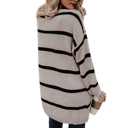 Damen Grobstrickpullover Lässige Streifenmuster Norvielle